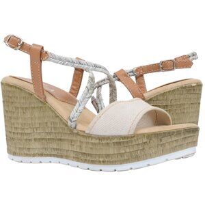 Sbicca Lunetta Metallic Braid Sandal Wedge Platform Heel Women's Size 8 Vacation